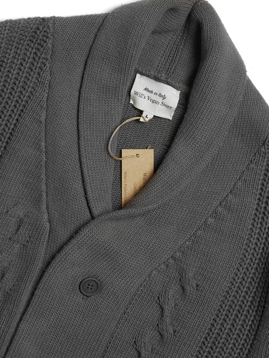 Chunky Button Up Knitted Cardigan in Grey