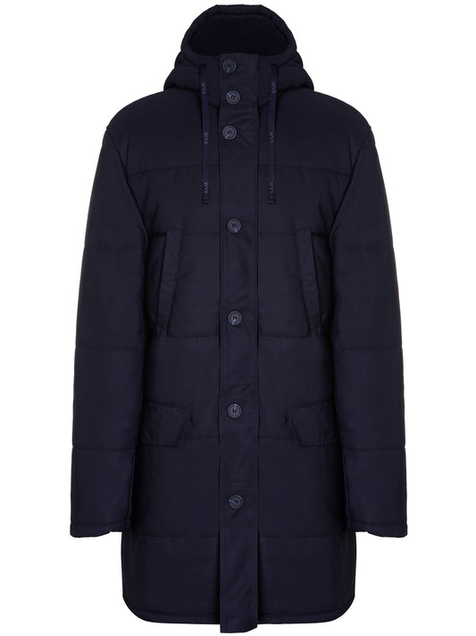 Recycled Quilted Parka in Navy Blue