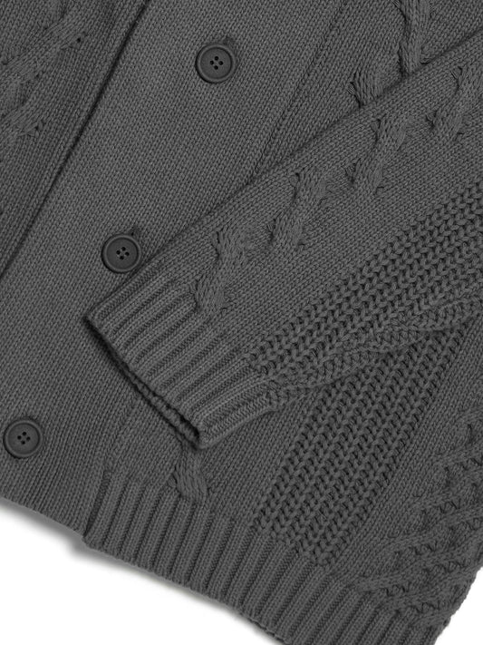 Chunky Button Up Knitted Cardigan in Grey