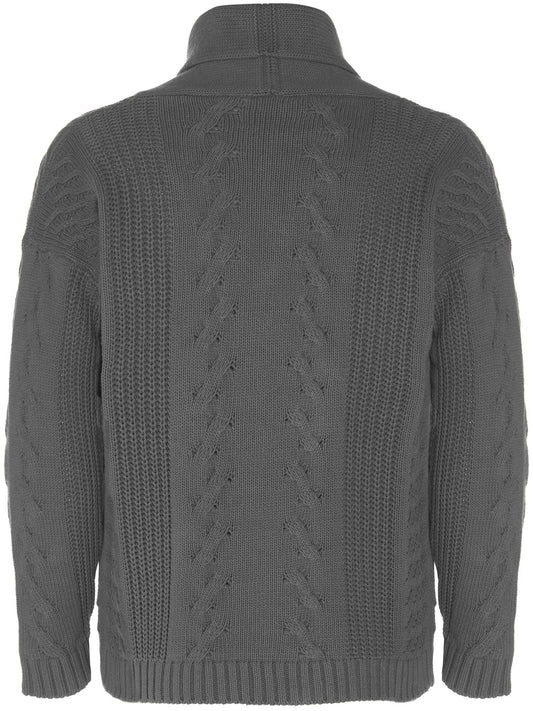 Chunky Button Up Knitted Cardigan in Grey
