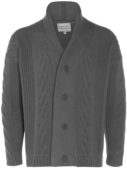 Chunky Button Up Knitted Cardigan in Grey
