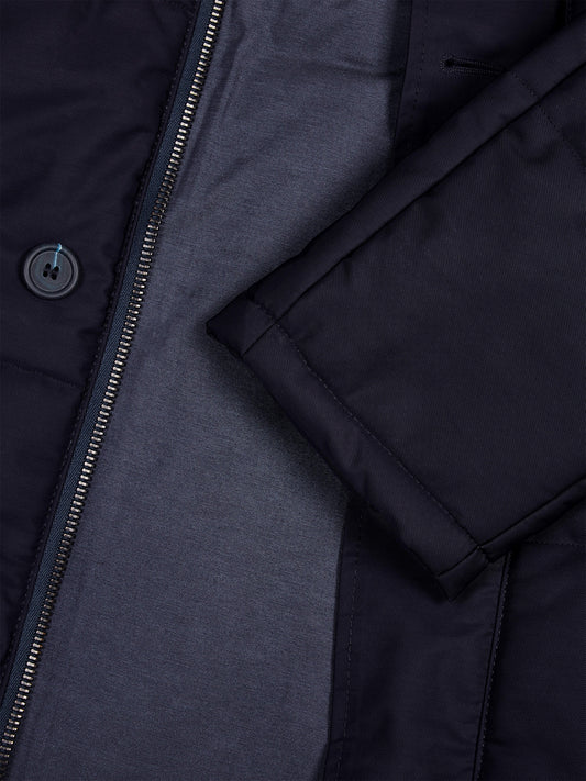 Recycled Quilted Parka in Navy Blue