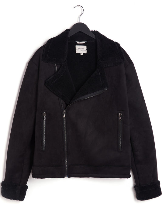 Recycled Vegan Shearling Aviator in Black