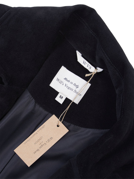 Double Breasted Vegan Wool Coat in Black