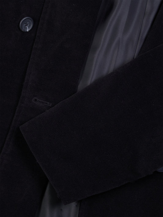 Double Breasted Vegan Wool Coat in Black
