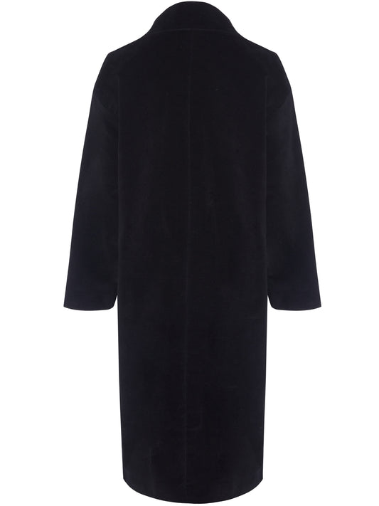 Double Breasted Vegan Wool Coat in Black