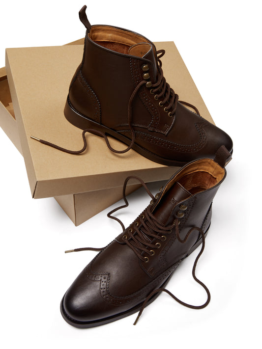 Brogue Boots in Dark Brown