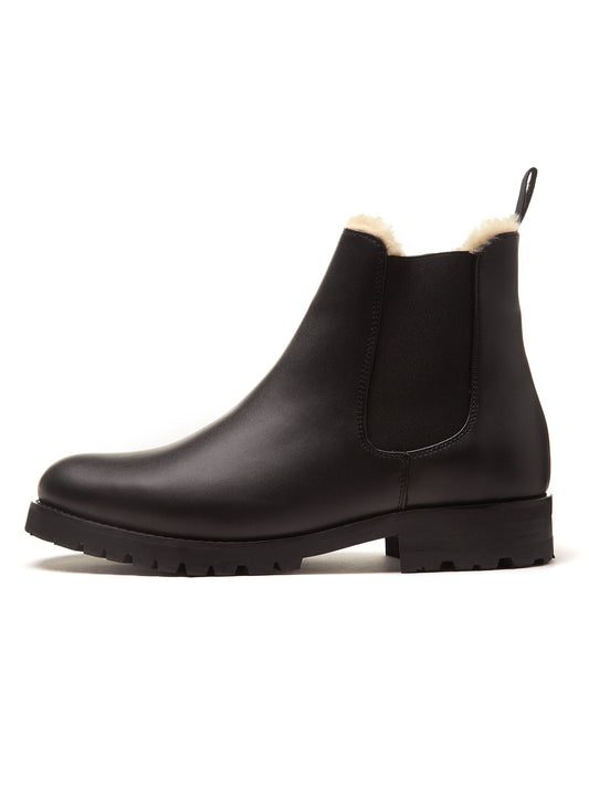 Luxe Insulated Deep Tread Chelsea Boots in Black