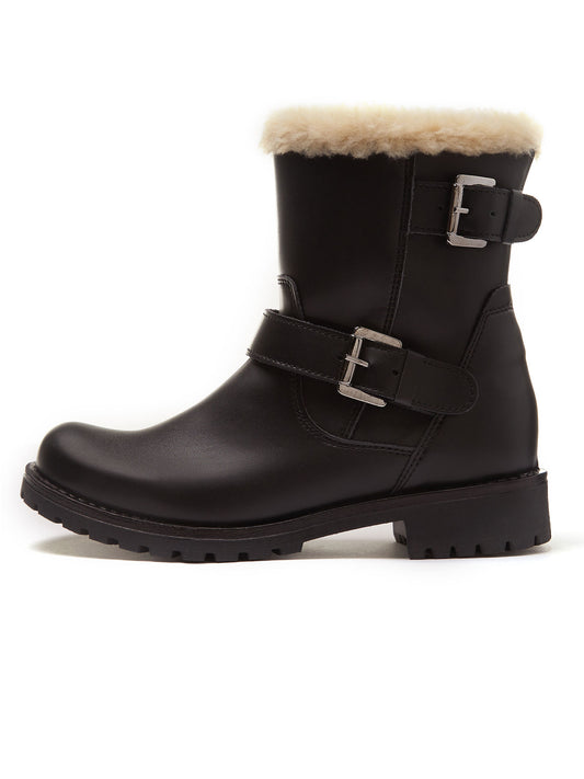 Insulated Biker Boots in Black