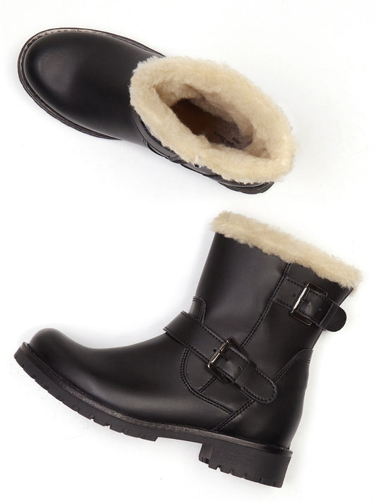 Insulated Biker Boots in Black