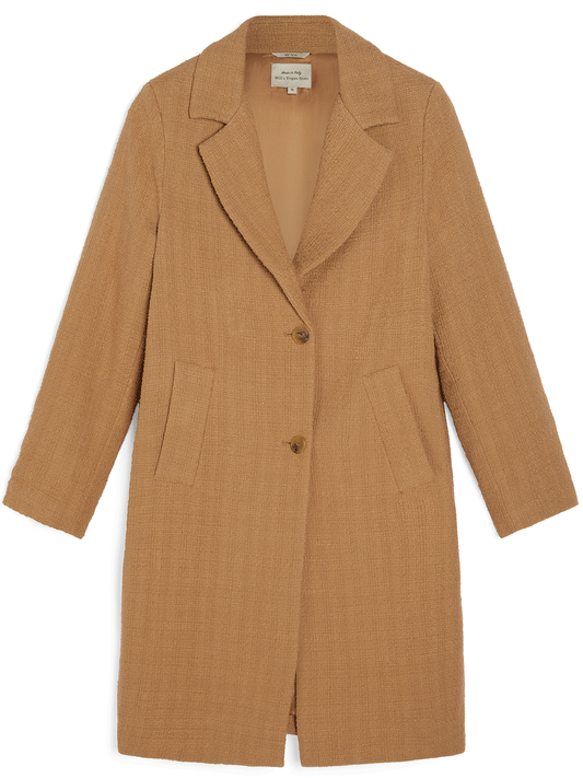 Structured Vegan Wool Coat in Black, on model