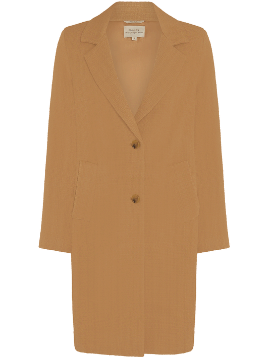Structured Vegan Wool Coat in Black, on model