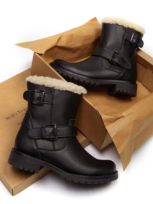 Insulated Biker Boots in Black