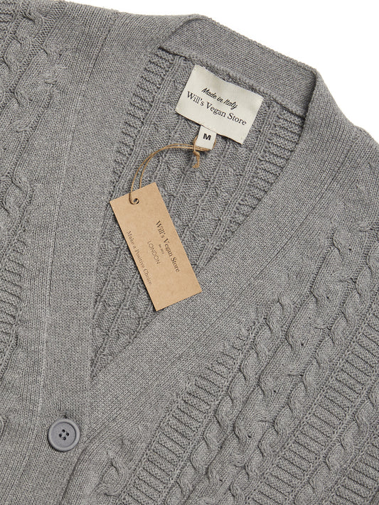 Chunky Button Up Knitted Cardigan in Grey
