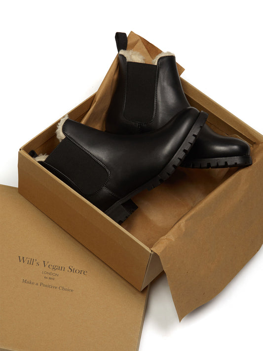 Luxe Insulated Deep Tread Chelsea Boots in Black