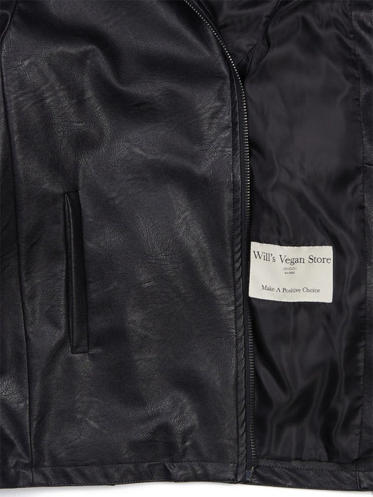 Shirt Collar Jacket in Black Vegan Leather