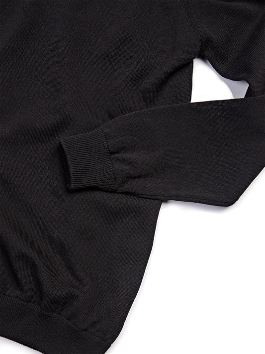 Recycled Tailored Knit Crew in Black Knit