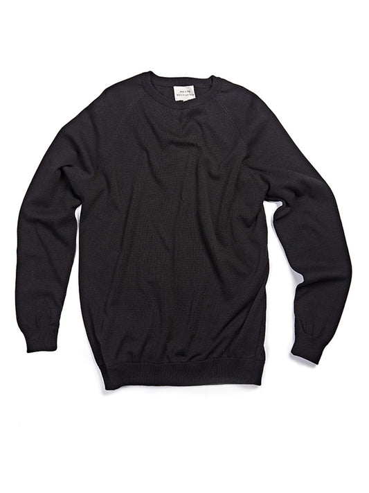 Recycled Tailored Knit Crew in Black Knit