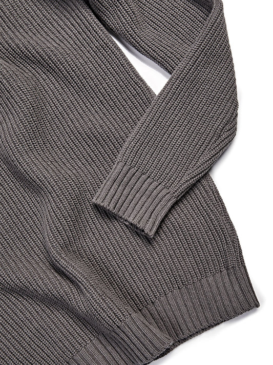 Recycled Slouch Knit Mockneck in Charcoal Knit