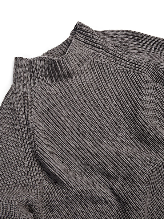 Recycled Slouch Knit Mockneck in Charcoal Knit