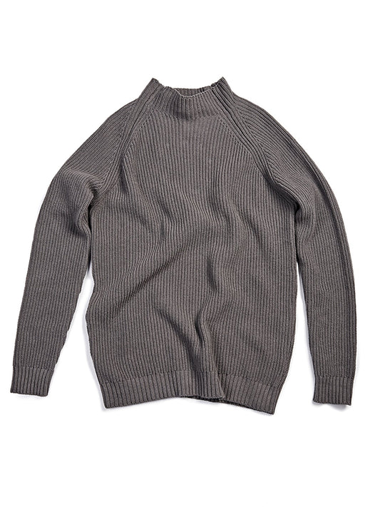 Recycled Slouch Knit Mockneck in Charcoal Knit