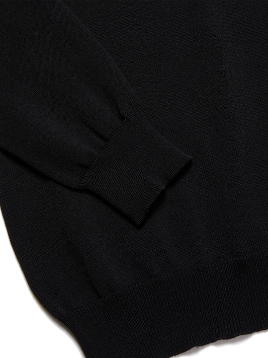 Recycled Long Sleeve Polo in Black Knit