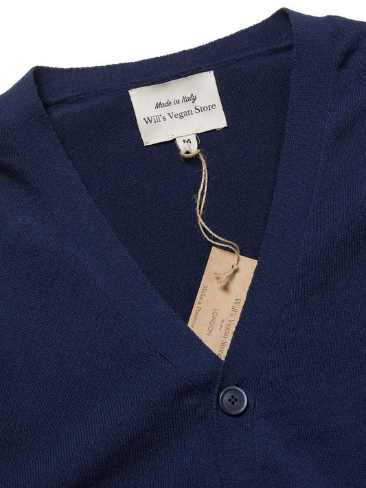 Recycled Knit Cardigan in Dark Blue Knit