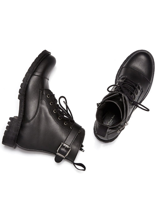 Buckled Work Boots in Black