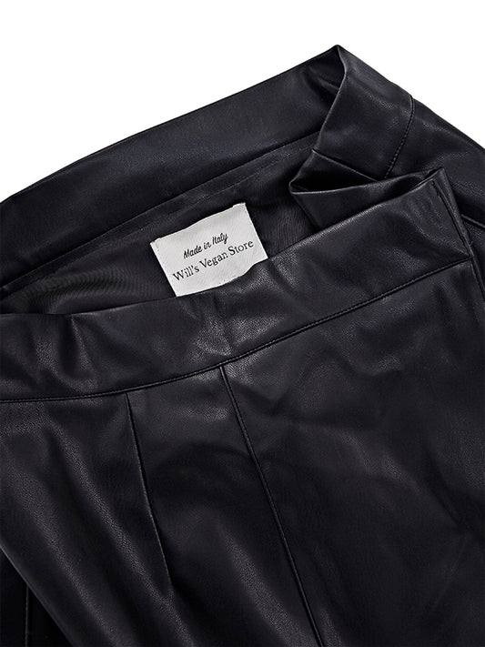 Vegan Leather Wrap Sarong Skirt in Black Vegan Nappa