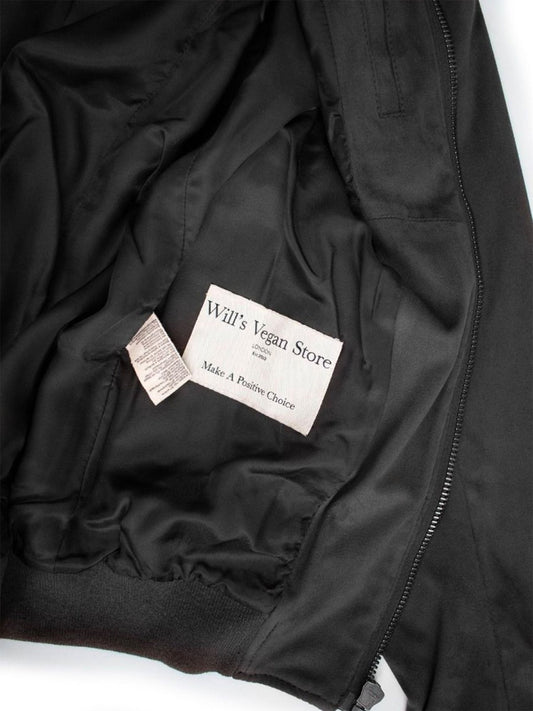 Bomber Jacket in Black Vegan Suede