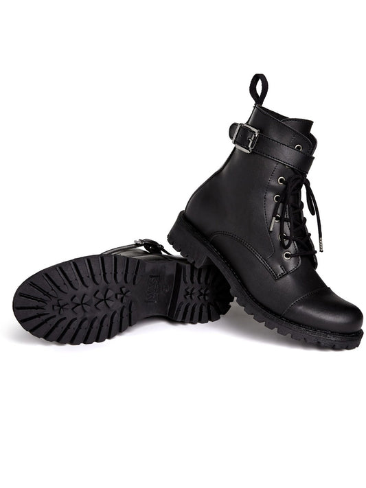 Buckled Work Boots in Black