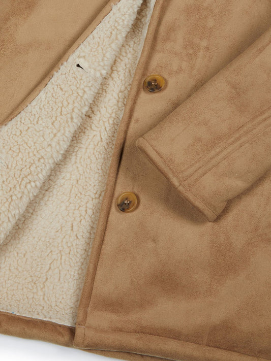 Recycled Vegan Shearling Coat in Tan Recycled Vegan Shearling
