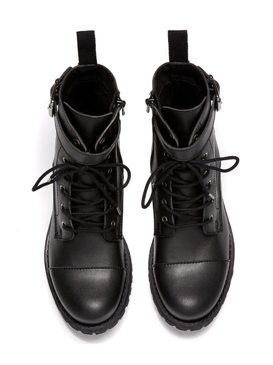 Buckled Work Boots in Black
