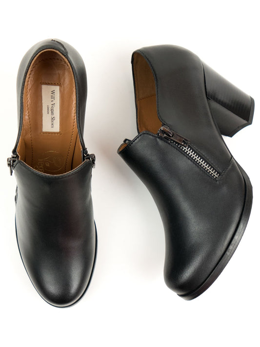 Zip Heels in Black, heel detail