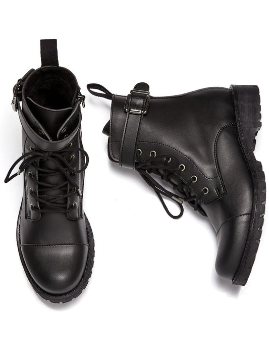 Buckled Work Boots in Black