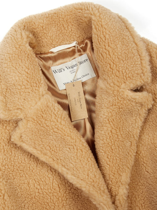 Recycled Teddy Coat in Tan Recycled Teddy