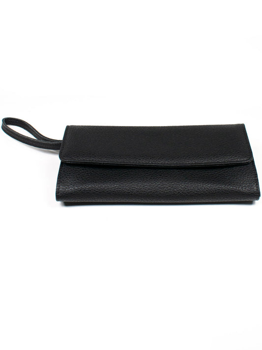 Continental Wallet in Pebble Grain Black Vegan Leather