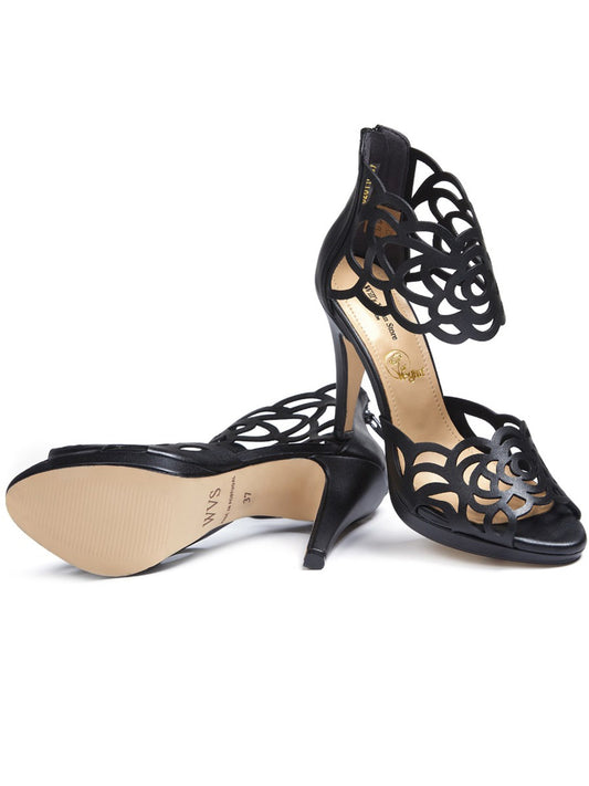 High Heeled Cut Outs in Black, heel detail