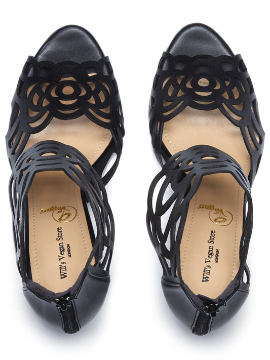 High Heeled Cut Outs in Black, heel detail