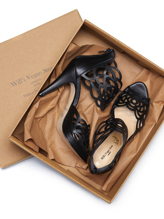 High Heeled Cut Outs in Black, heel detail
