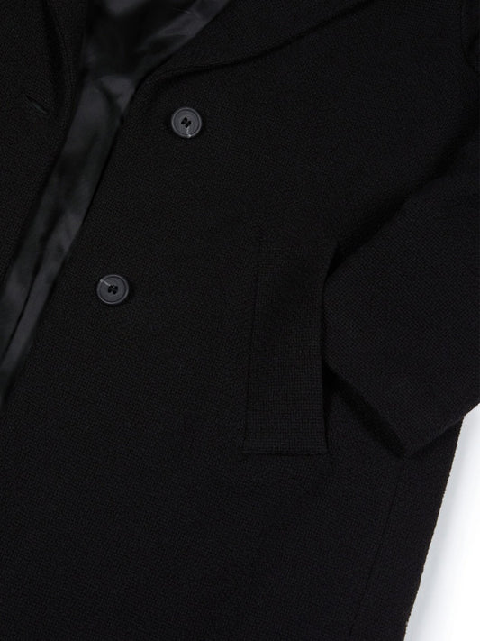 Structured Vegan Wool Coat in Black, on model