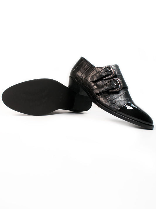 Mock Croc Monk Straps in Moc Croc Vegan Leather