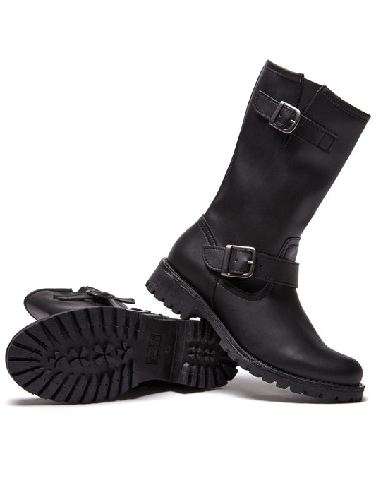 Mid-Length Moto Boots in Black