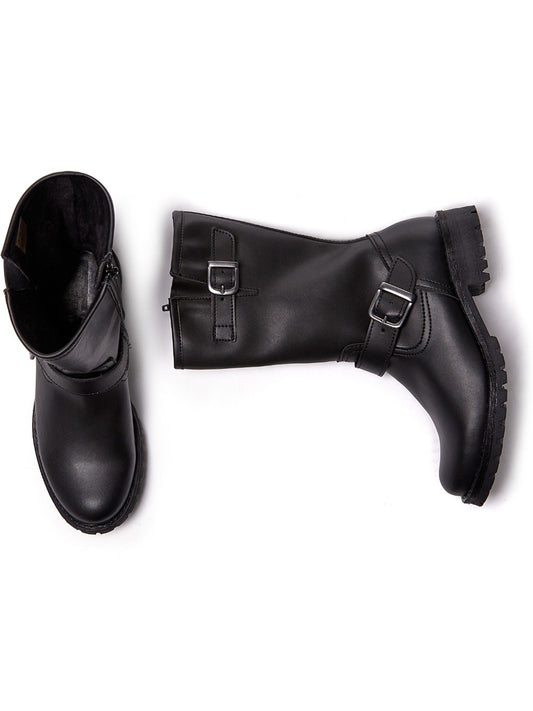 Mid-Length Moto Boots in Black
