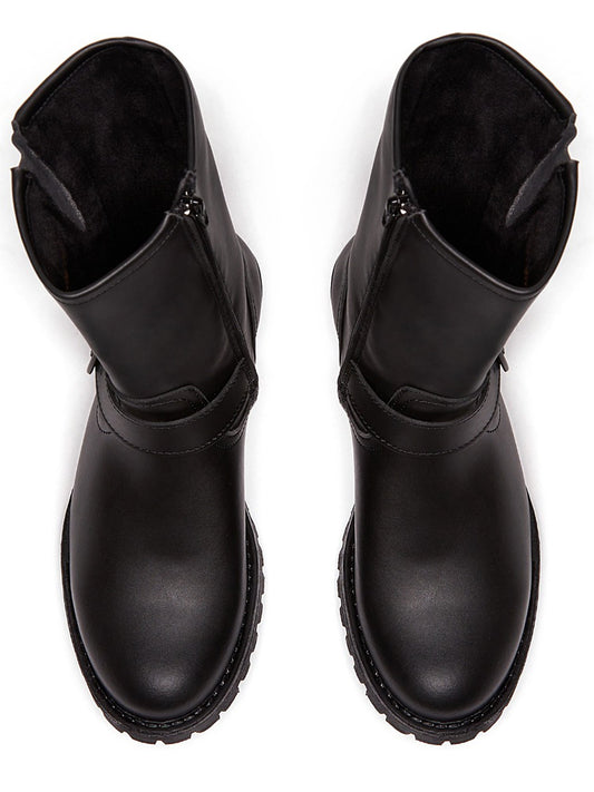 Mid-Length Moto Boots in Black