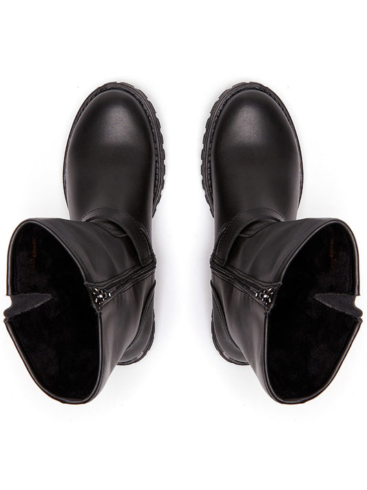 Mid-Length Moto Boots in Black