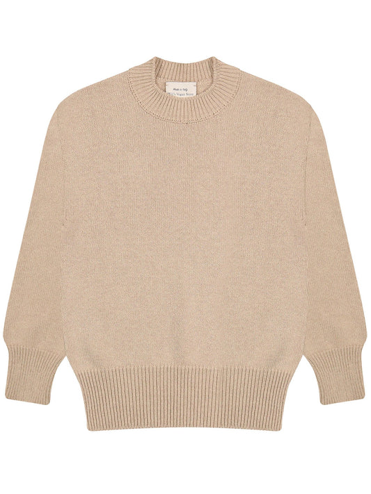 Recycled Knit Crew Neck in Beige Knit