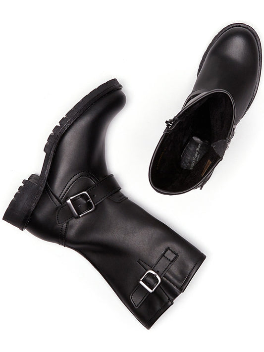 Mid-Length Moto Boots in Black