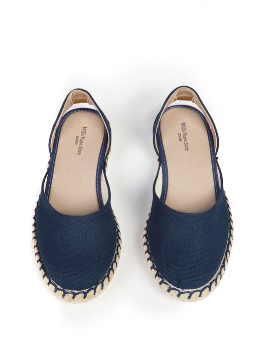 Recycled Espadrille Slingbacks in Dark Blue Canvas