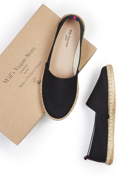 Recycled Espadrille Loafers in Black Canvas
